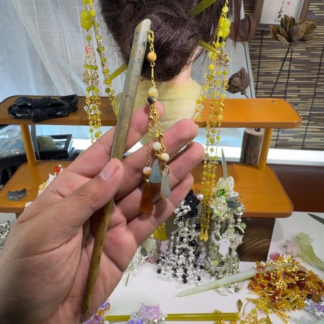 蛇纹石玉合金发饰