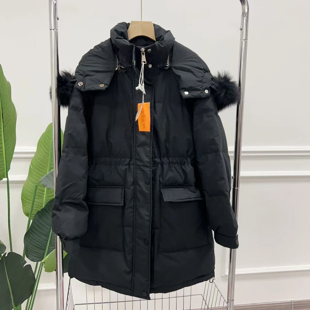 范范家   大口袋收腰大毛领羽绒服1982