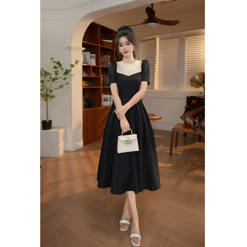 【JANE·简】夏季女设计感法式修身收腰显瘦气质名媛连衣裙80270