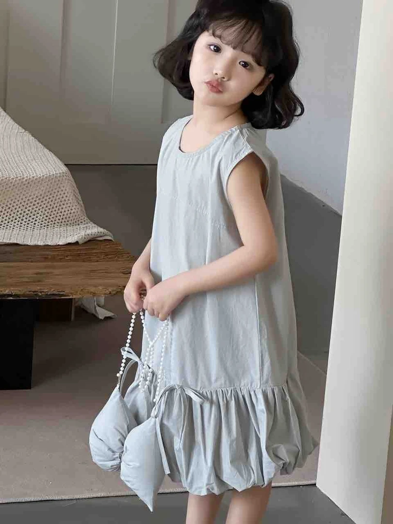夏季纯色女小童吊带裙/背心裙连衣裙裙子儿童童装韩版背心裙宝宝