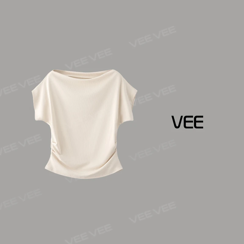 VEE【美人肩】【专属】25夏新款时尚百搭优雅一字领两穿收腰短袖T恤