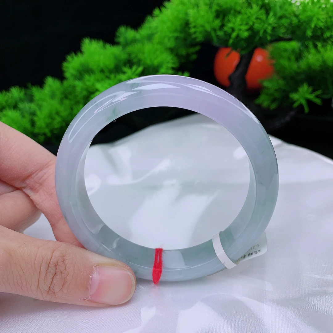 57圈口缅甸天然翡翠A货 老坑细糯种飘花宽边翡翠手镯女款5280160