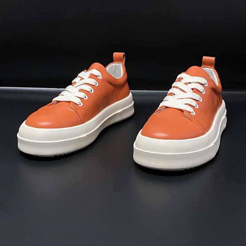 小白鞋百搭春季透气休闲鞋厚底男士运动时尚真皮潮流潮鞋轻便韩版