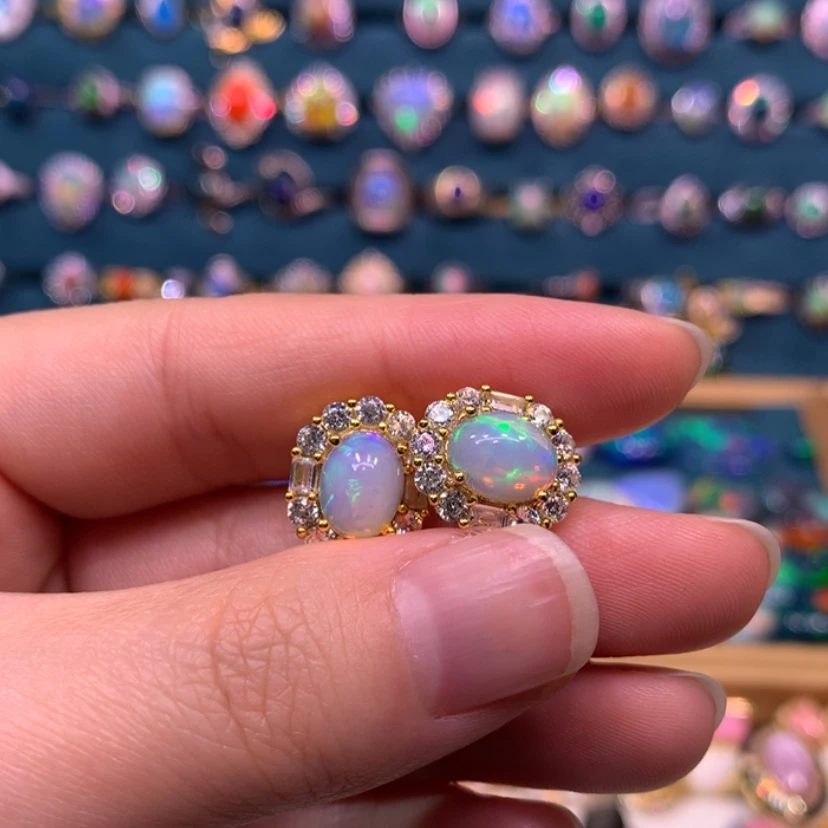 【闪购商品】欧泊耳钉款式银S925镶嵌已*置