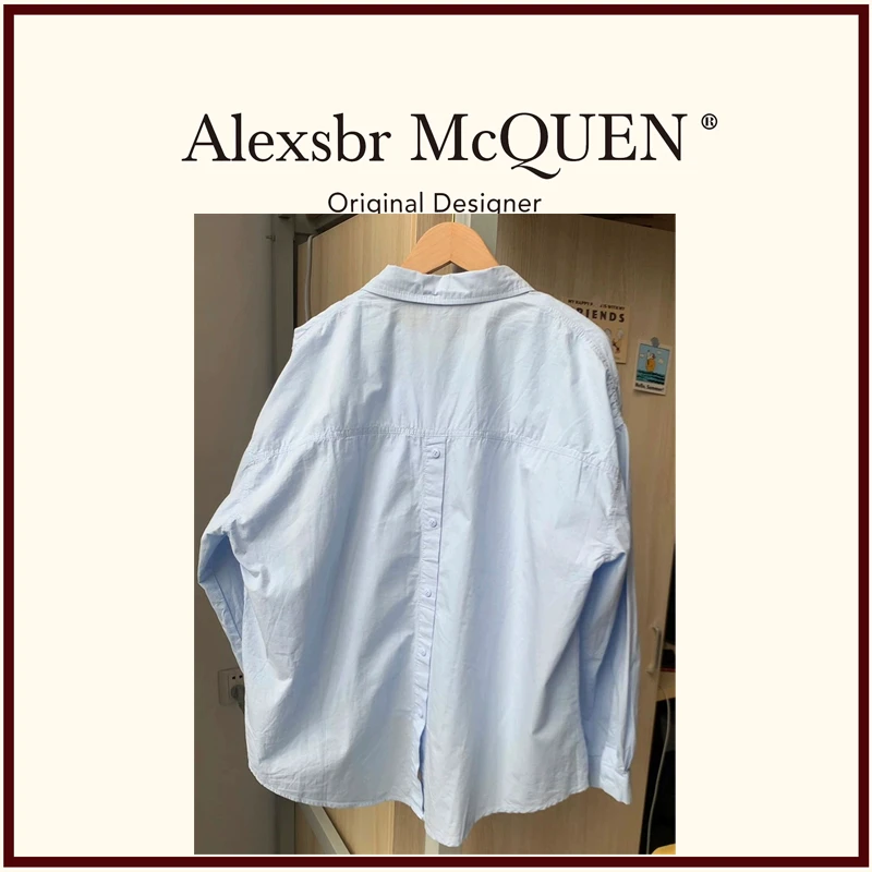 YDD•「专属」蓝色防晒打底衬衫女夏季2025新款衬衣小个子内搭上衣