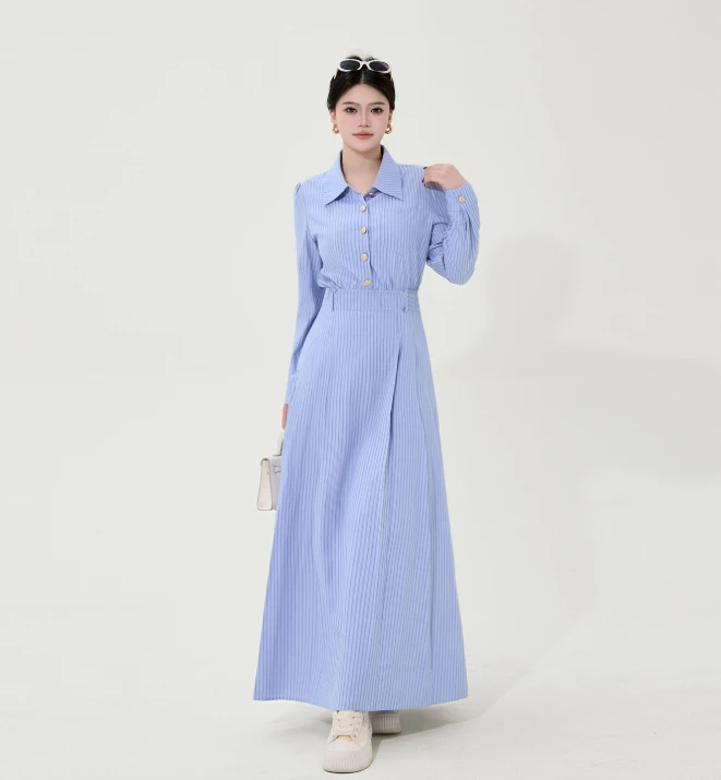 【氧气银河】蛋妹大码女装微胖mm春秋显瘦长袖裙子连衣裙DM30981