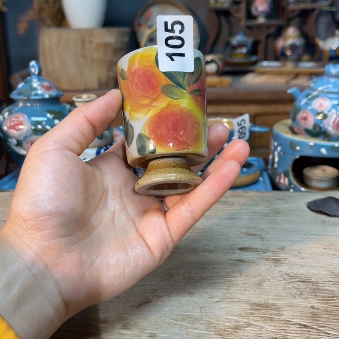 壶素浅陶瓷手工手绘