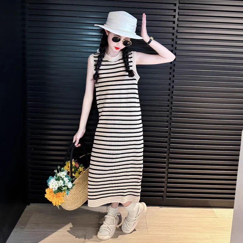 女童连衣裙夏2025新款女大童韩系裙子洋气背心裙夏季高级感包臀裙