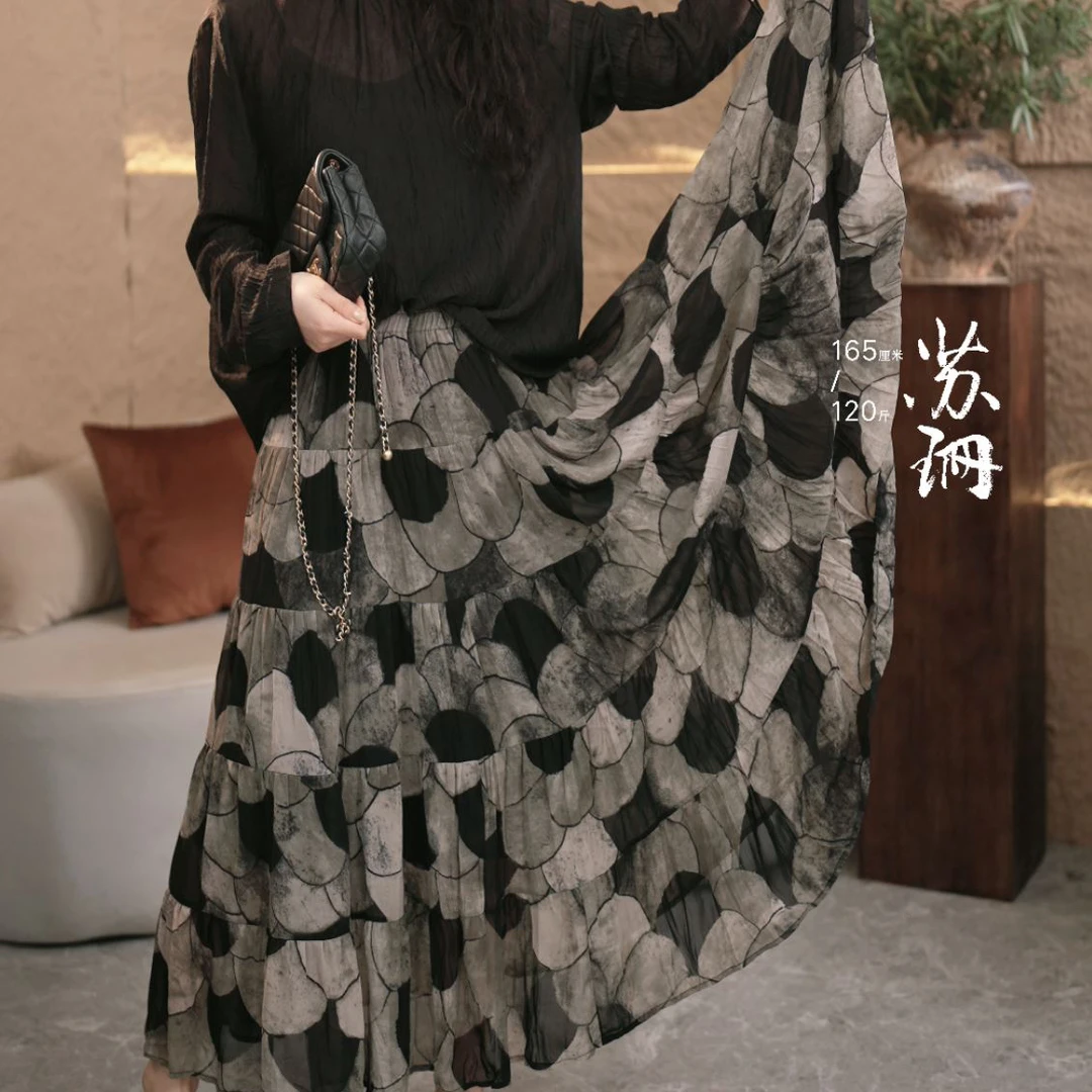 苏珊｜原著 【自如】大牌慵懒气场十足飘逸气质优雅大摆裙 1053