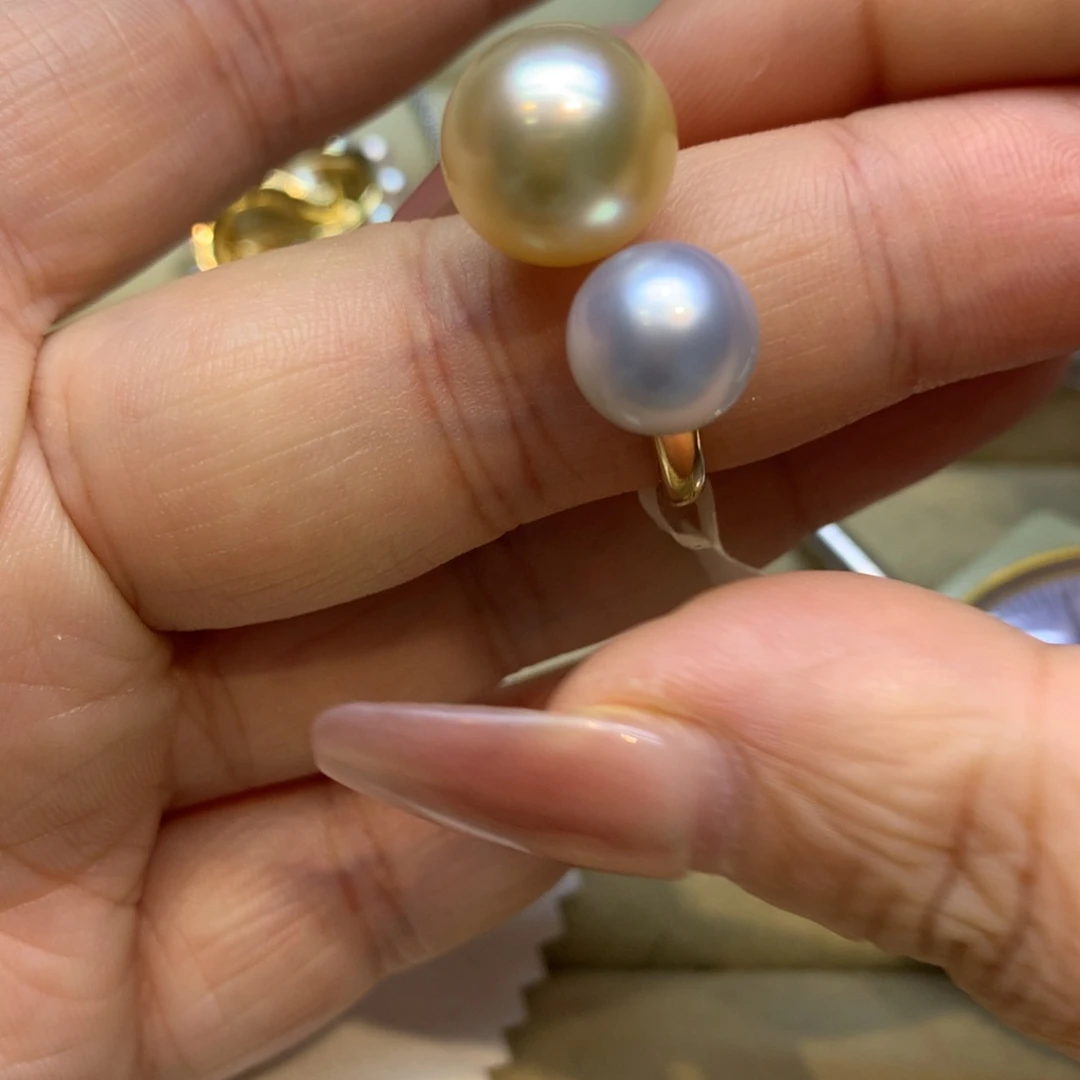 银S925镶嵌戒指海水珍珠