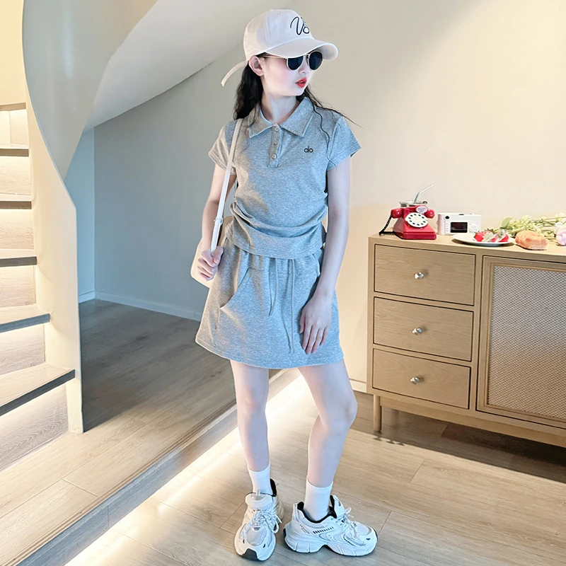 女童夏装polo裙套装2025新款儿童韩版洋气童装女孩时尚休闲两件套