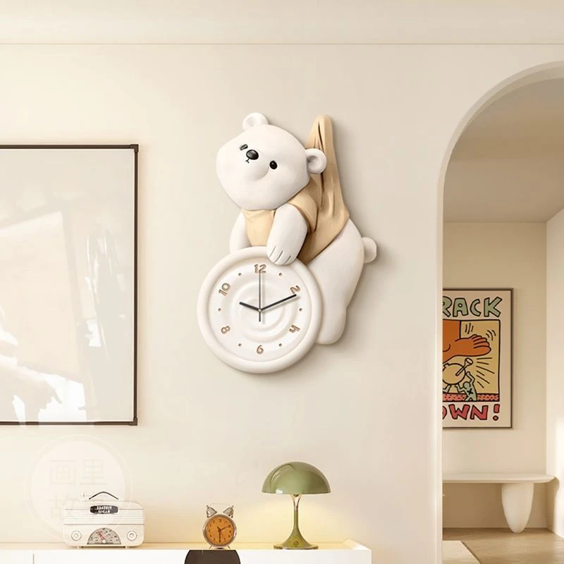 奶油风客厅装饰画电视背景墙钟表挂钟餐厅挂画高级感创意时钟q33