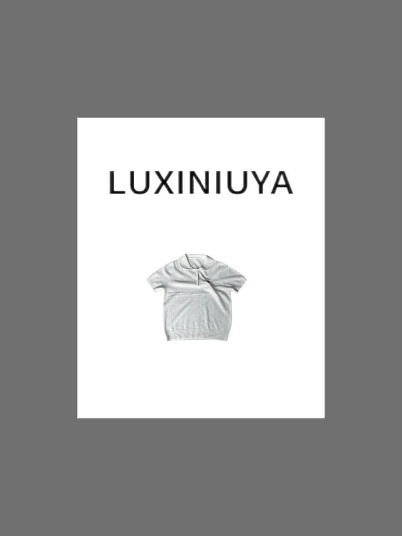 【LUXINIUYA】机场穿搭高品质100全羊毛Polo领短袖绿色上衣CX2876