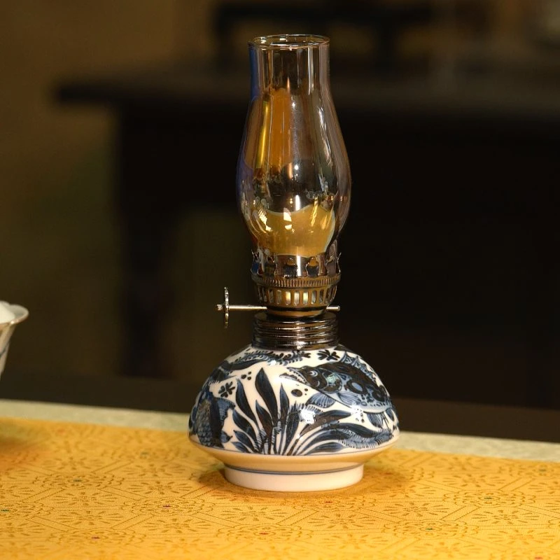 LXT 元煦青花鱼藻酥油灯 yxy0790