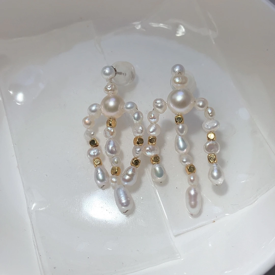 银S925镶嵌淡水珍珠耳饰