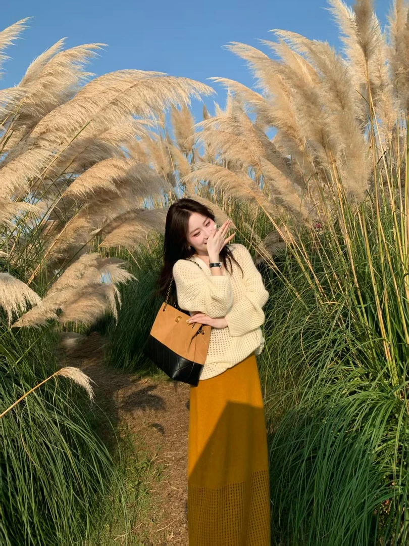 秋冬穿搭套装女小个子网红高级感盐系奶糯风针织毛衣半身裙两件套