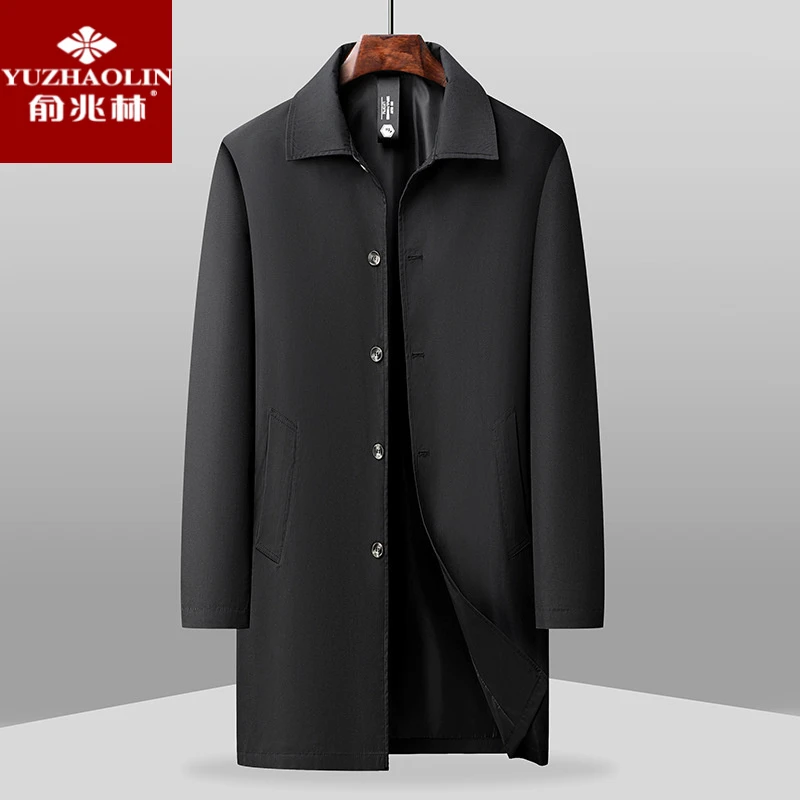 俞兆林2025男士风衣秋季新款商务休闲男装加肥加大码胖子肥佬中长