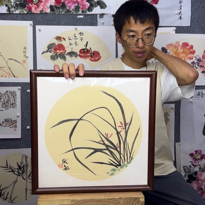 国画纯手绘兰花【41*41】送框