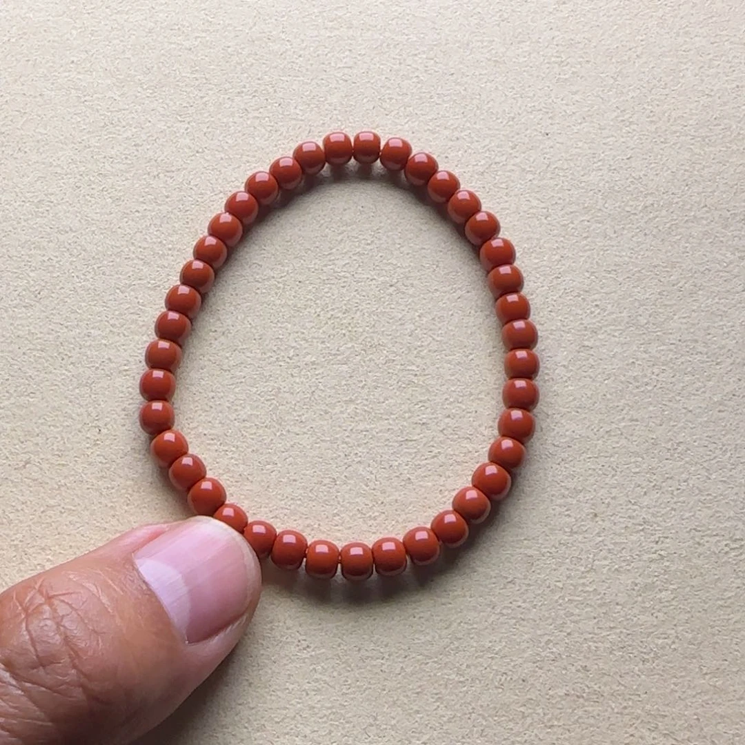 南红玛瑙手链未镶嵌5mm五岔路锦红老型