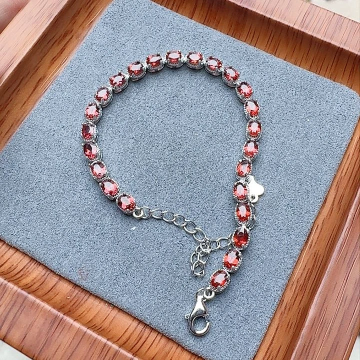 石榴石手链银S925镶嵌手链