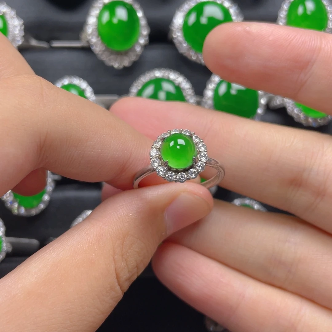 翡翠银S925镶嵌戒指