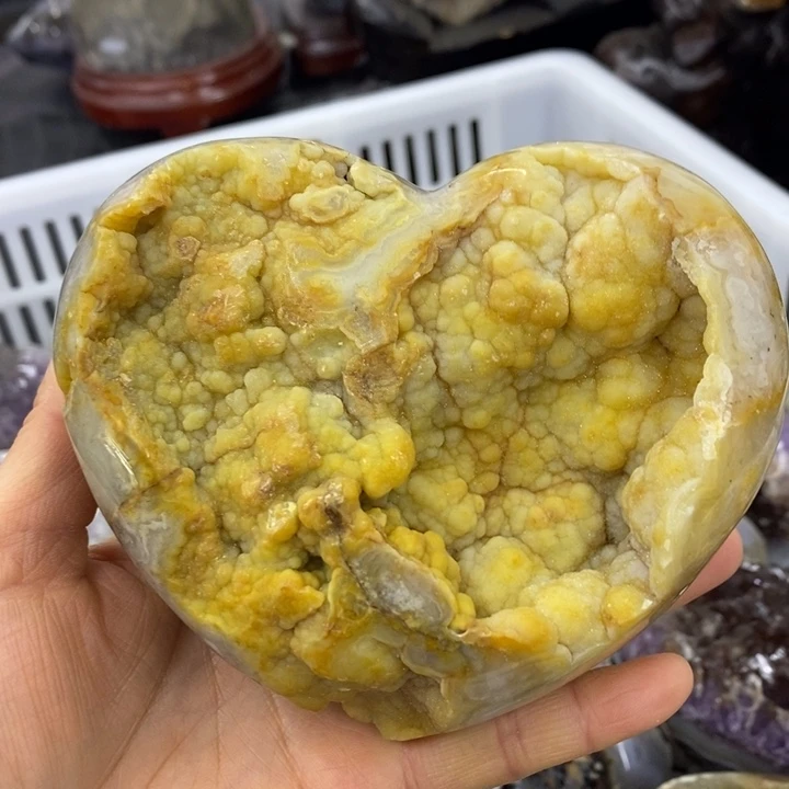 未镶嵌珠宝半成品水晶黄软大爱心