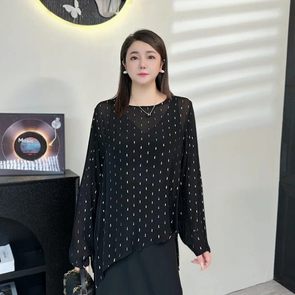 【金丝】夏季新款清爽舒适百搭凉爽显瘦大码女装A110