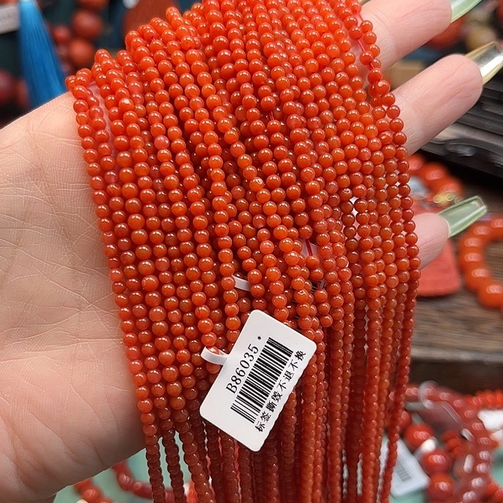 未镶嵌手串南红玛瑙冷水河小米珠3mm+