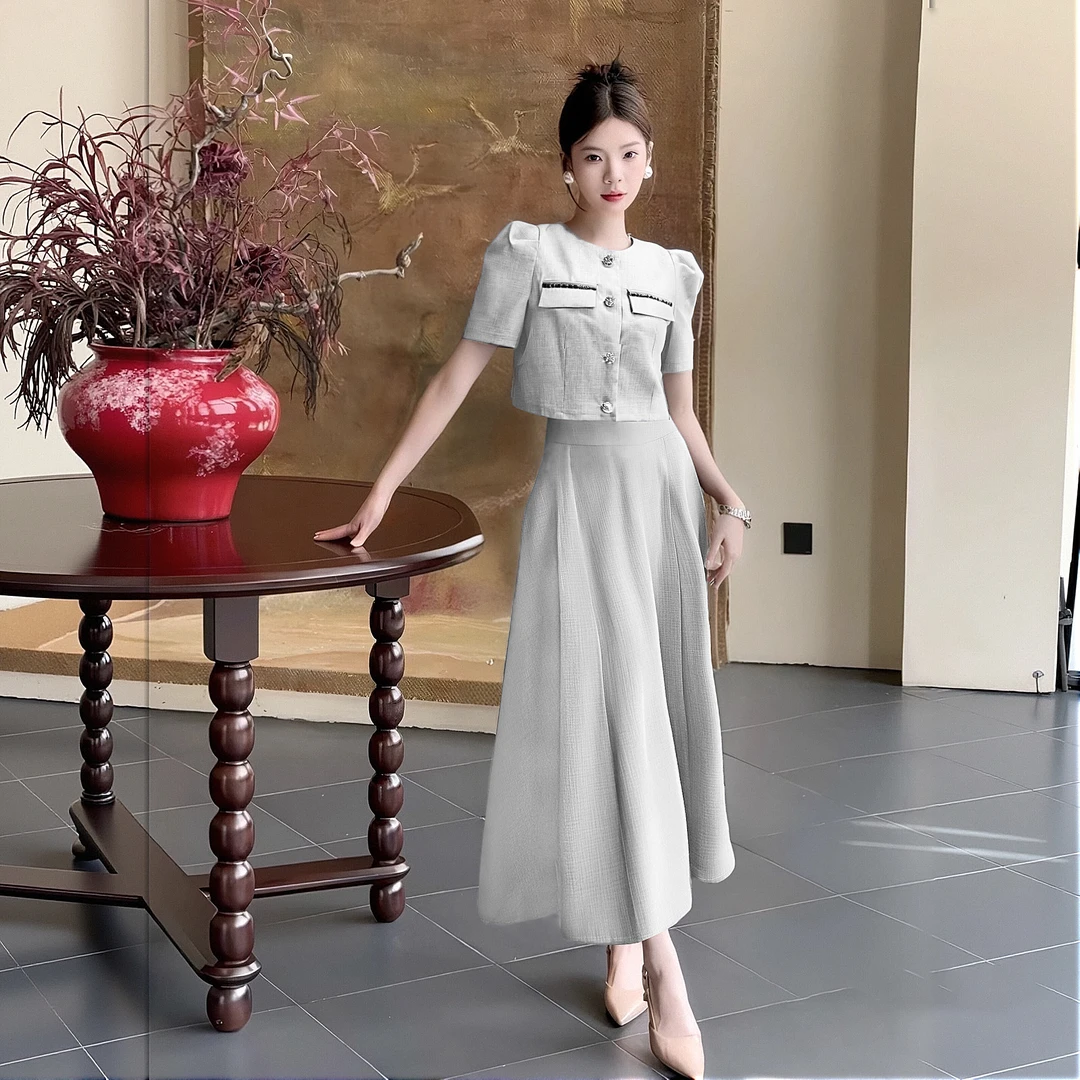 A【两件套】2025新款法式小香风气质名媛套装裙高级感洋气减龄D1052