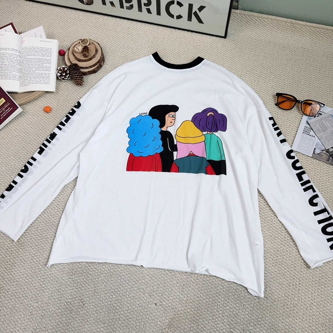 2025春季新款休闲时尚百搭卡通印花打底长袖T恤9307