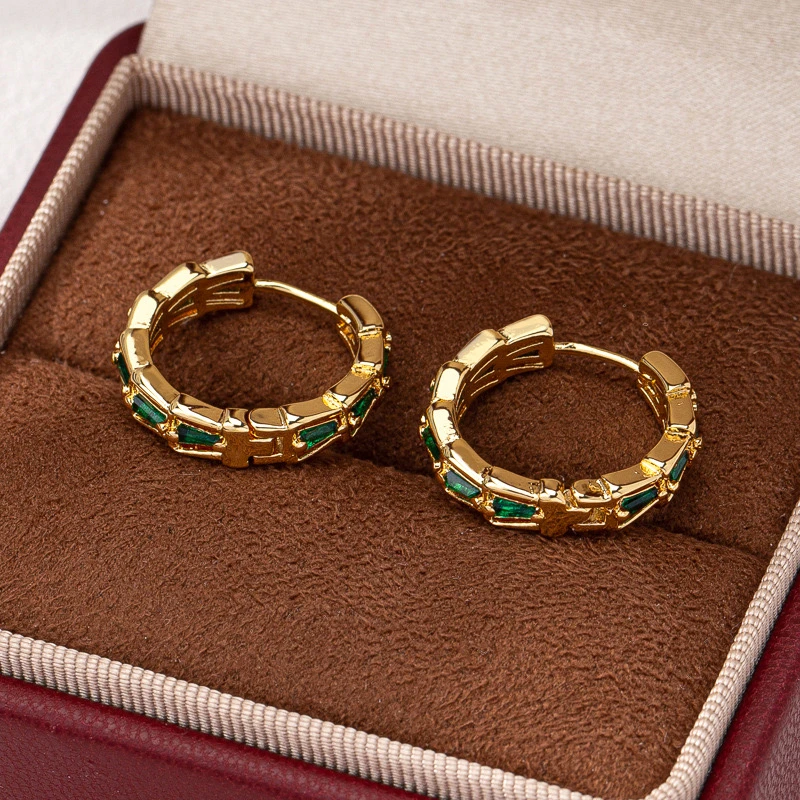 铜合金耳饰 百搭时尚精致轻奢小巧带锆款圆形耳饰耳扣1258