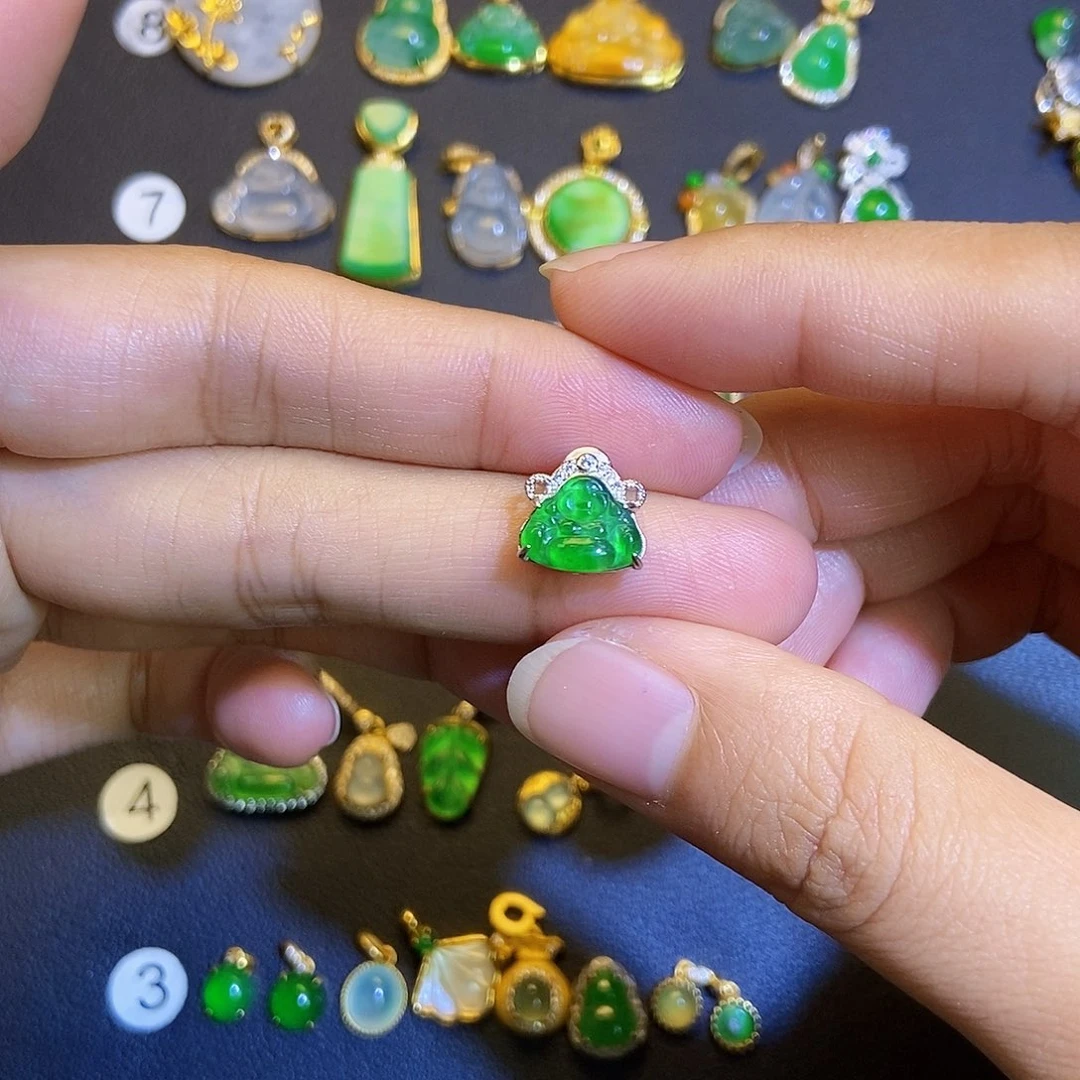 翡翠银S925镶嵌吊坠(不含链)