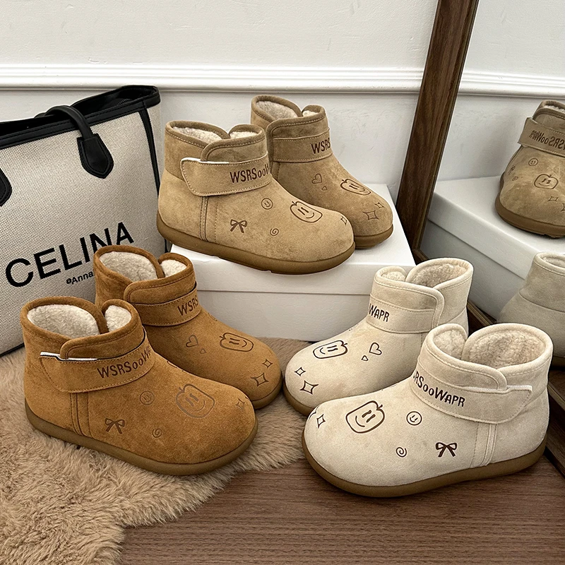 冬季雪地靴女2025新款套筒大棉鞋加绒加厚保暖鞋子小众设计面包鞋