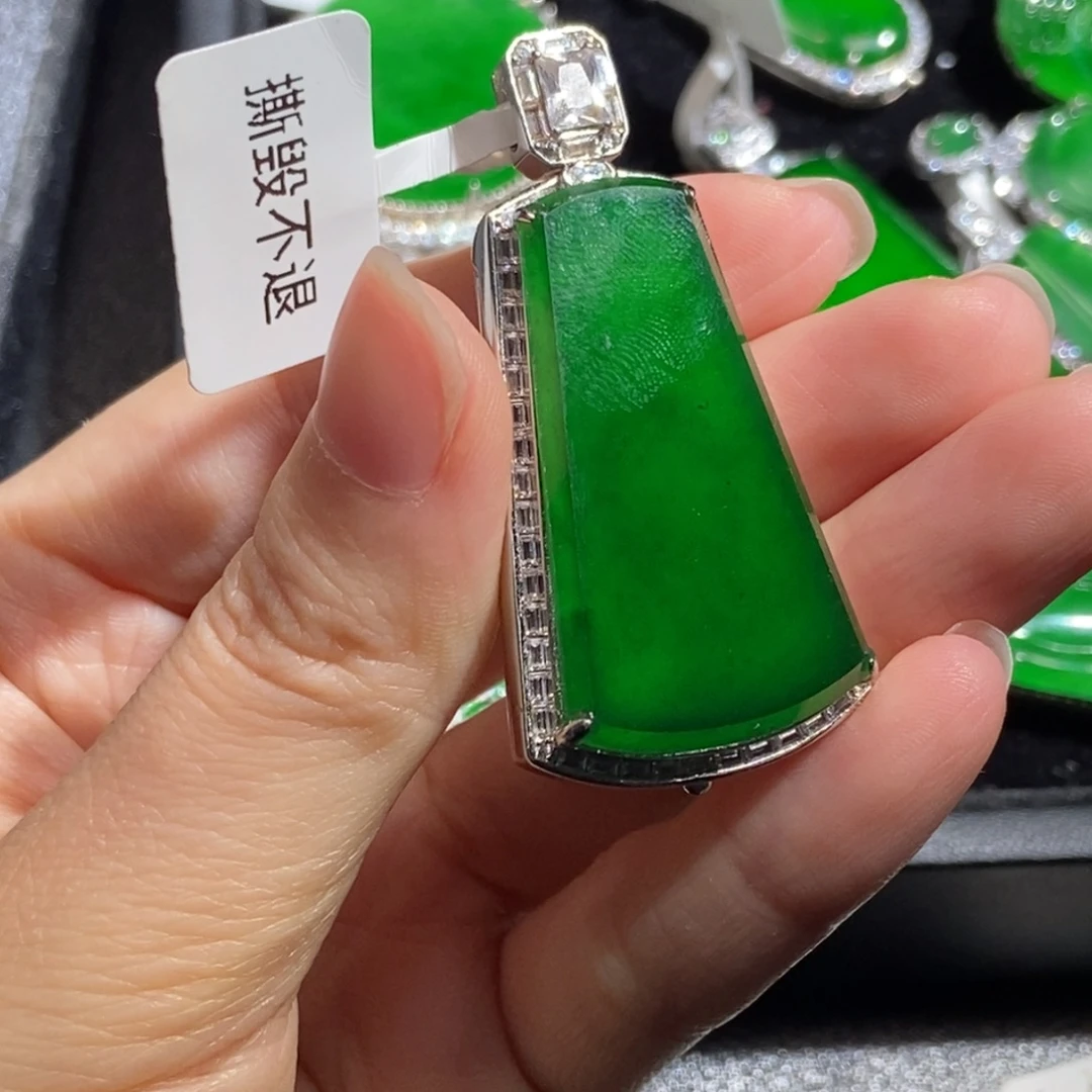翡翠银S925镶嵌吊坠(不含链)