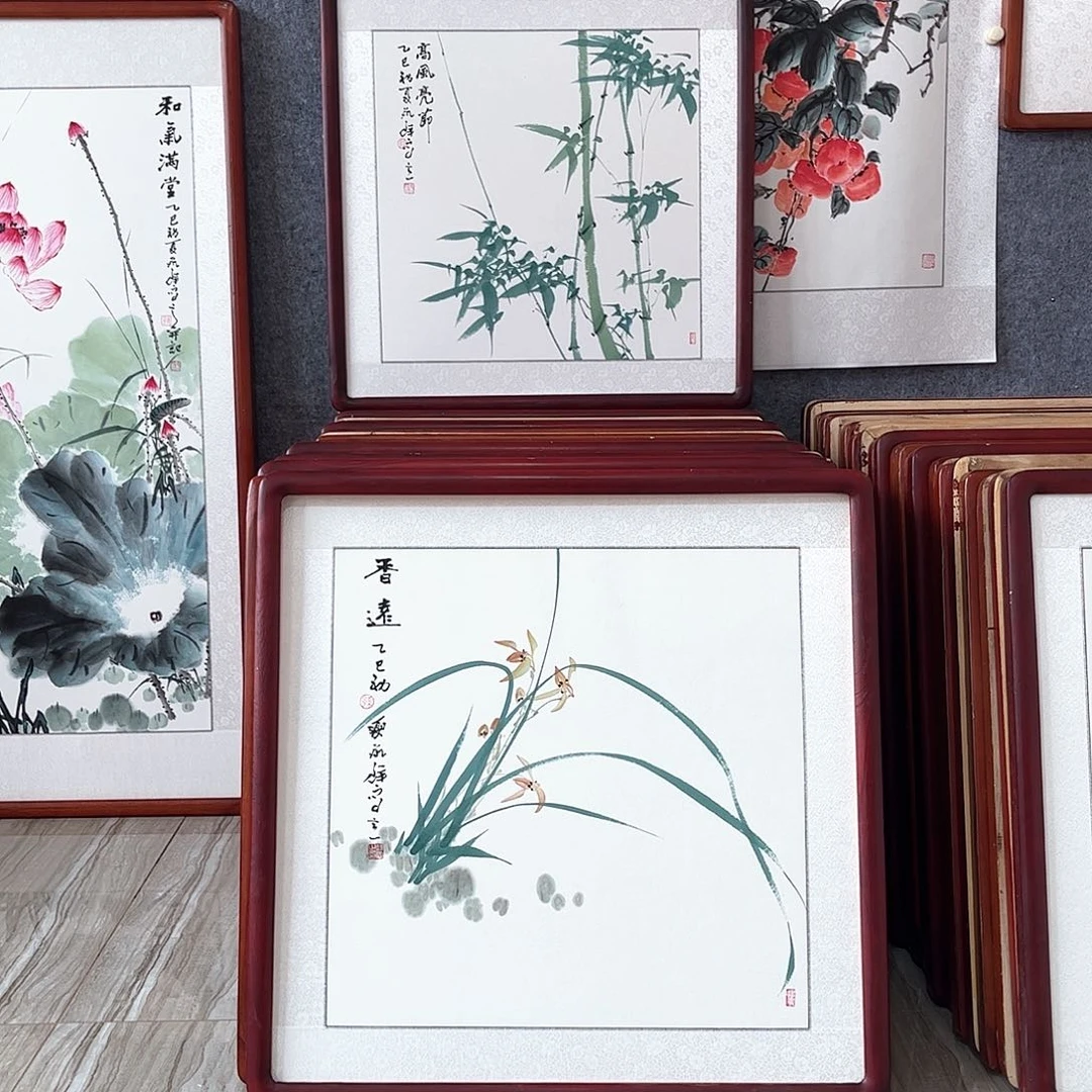 国画书画作品带框63×63