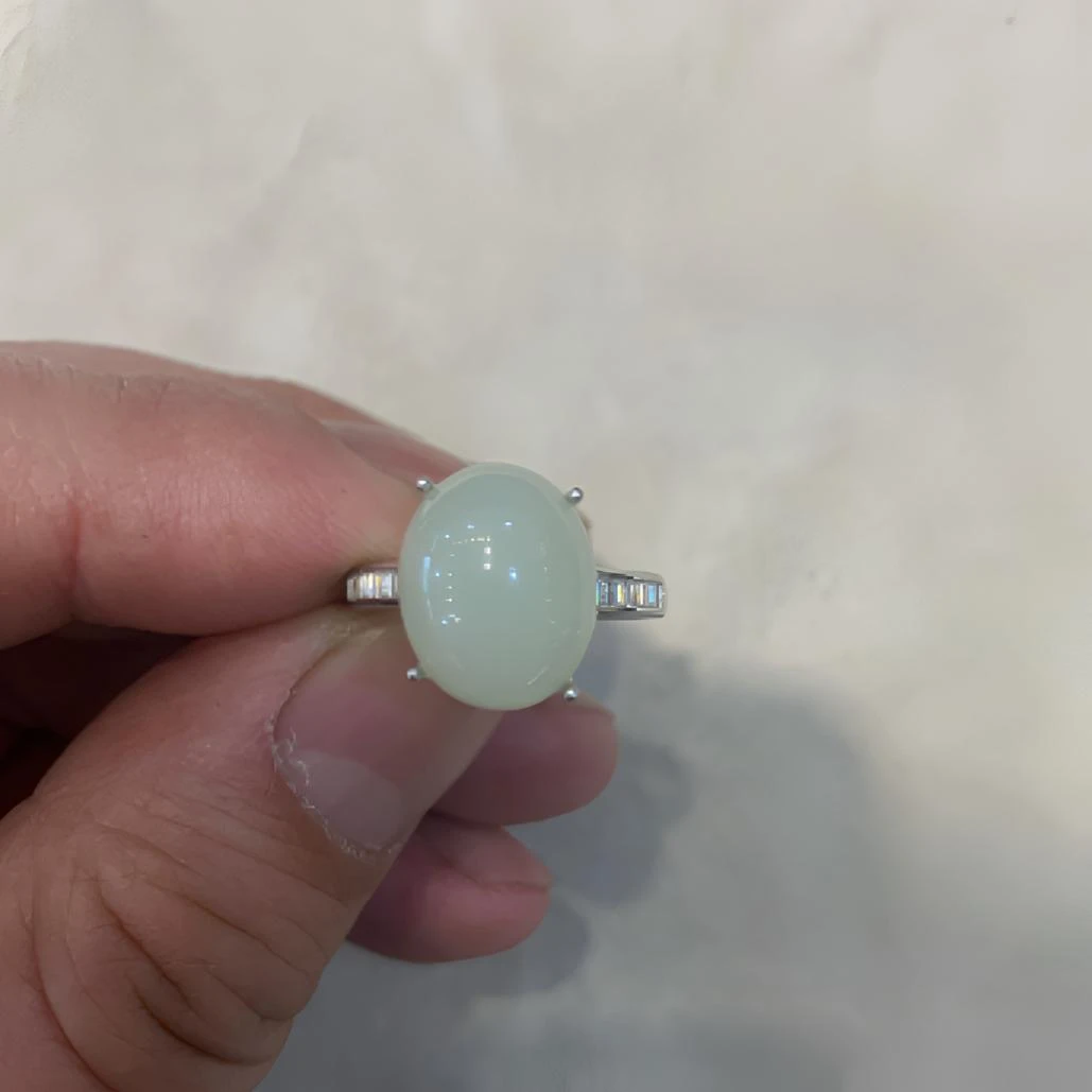 黄白老玉戒指指环