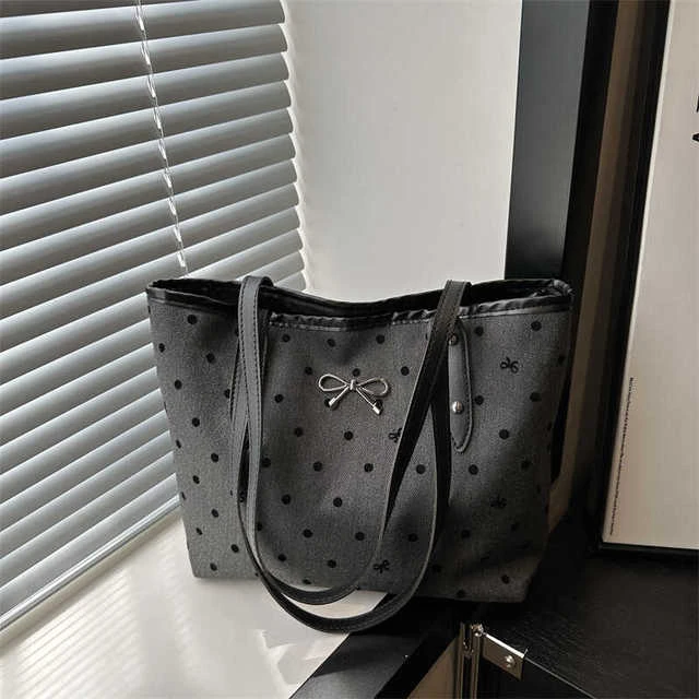 稻草人时尚包包单肩包新款2025波点蝴蝶结大容量韩国通勤托特百搭