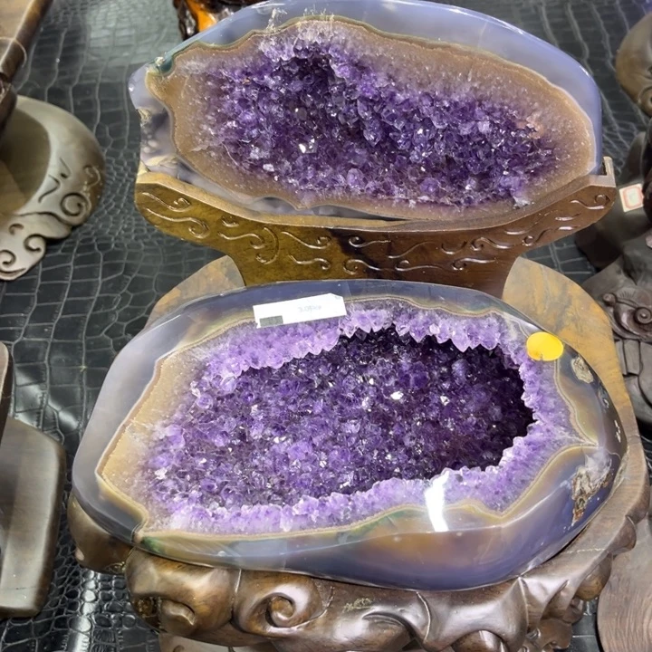 未镶嵌水晶珠宝半成品紫晶聚宝盆