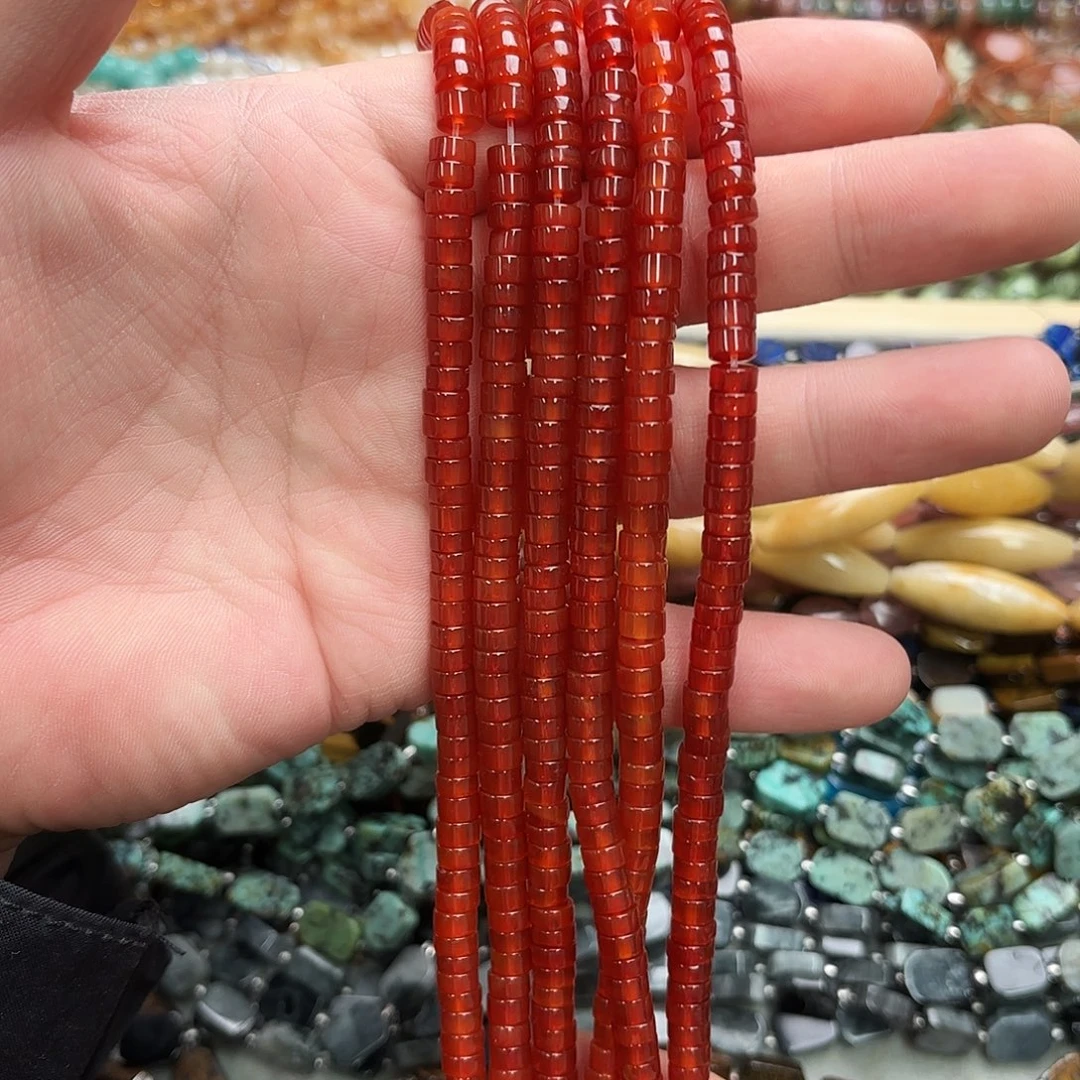 玛瑙/玉髓未镶嵌珠宝半成品3×6红玛直切一条