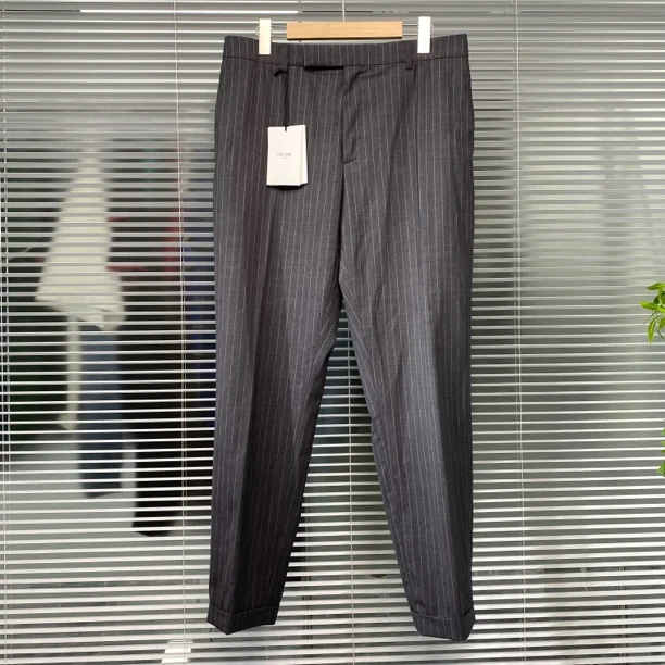 全新未使用 Celine/思琳 条纹西裤 休闲长裤 灰色 50码 k118