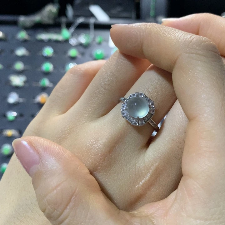 翡翠银S925镶嵌戒指