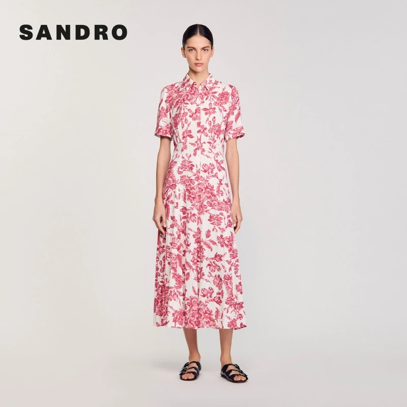 【商场同款】SANDRO2025春夏新款女装气质衬衫式连衣裙SFPRO04339