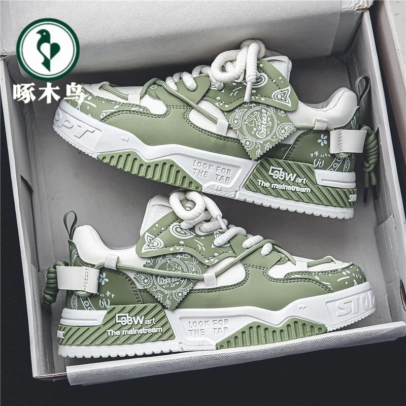 【正品】啄木鸟男鞋2025新款秋冬百搭休闲板鞋子小众原创男士运动鞋