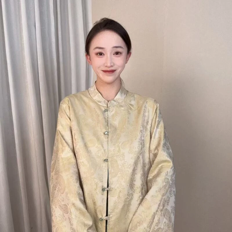 【腰果花-粉绿】2025新款双面穿新中式国风提花外套-ZH88