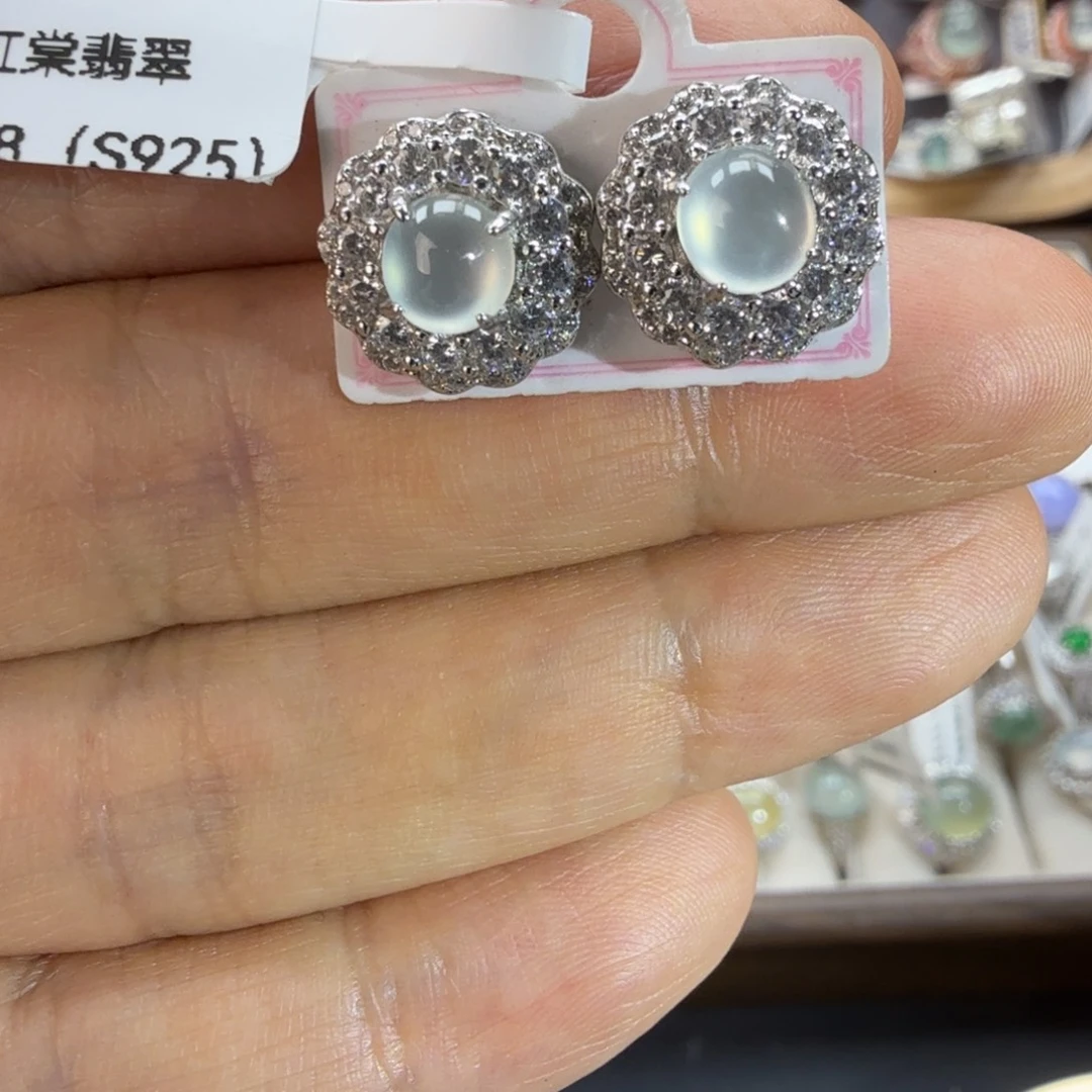 翡翠银S925镶嵌戒指天然缅甸翡翠a货