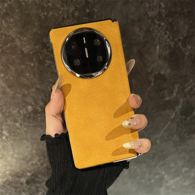 素皮纯色月坑纹适用华为mateX6/x5典藏版折叠屏手机壳oppofindn5