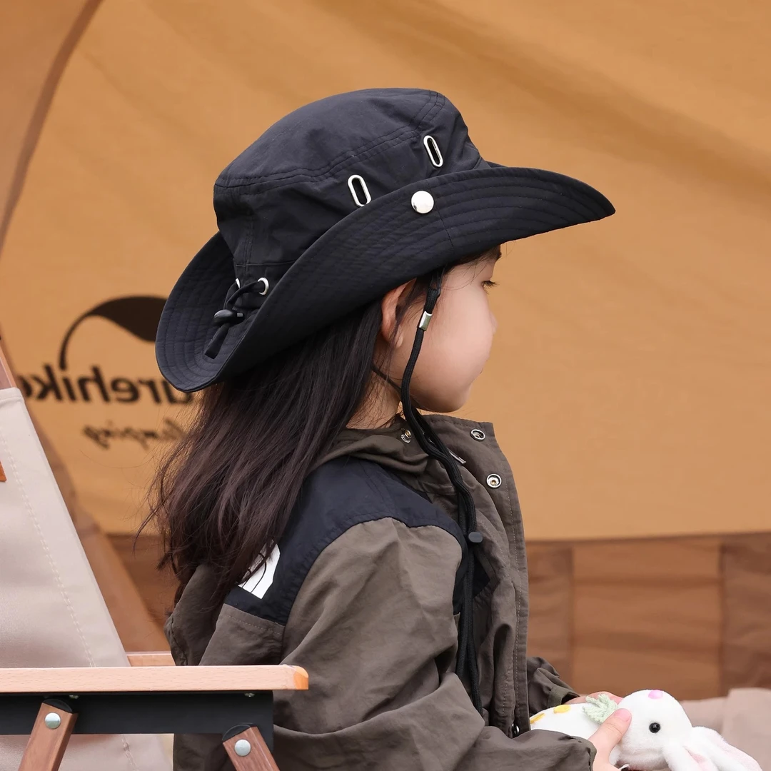 儿童户外露营牛仔渔夫帽女童夏季出游旅行登山帽男童徒步爬山帽子