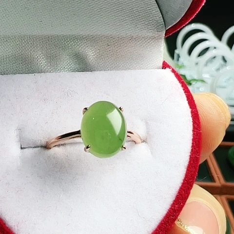 和田玉（碧玉）戒指银S925镶嵌