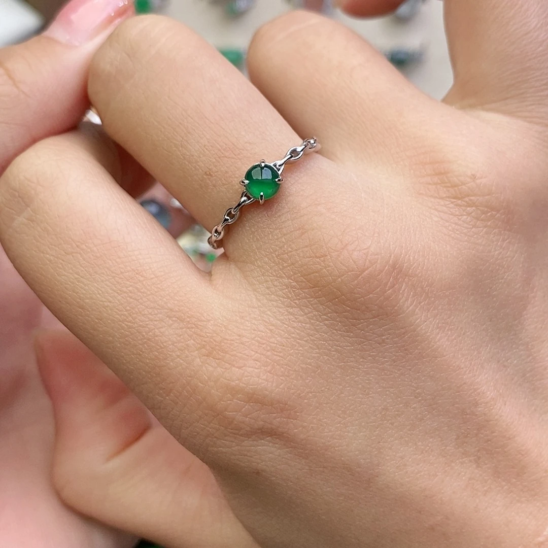 翡翠银S925镶嵌戒指