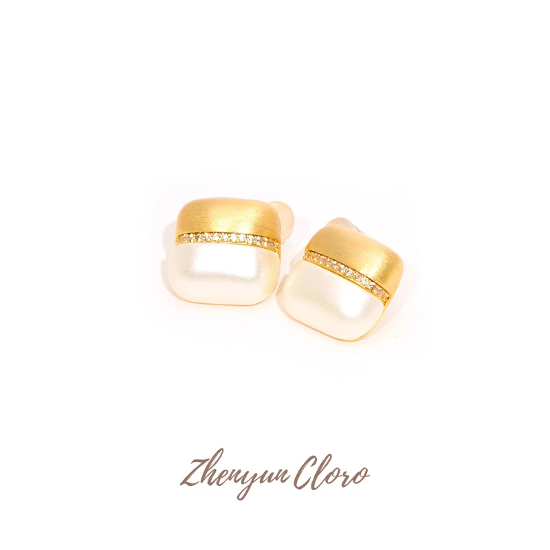 铜合金耳饰 KLL 【夹心饼干】撞色拉丝耳钉 ML2008